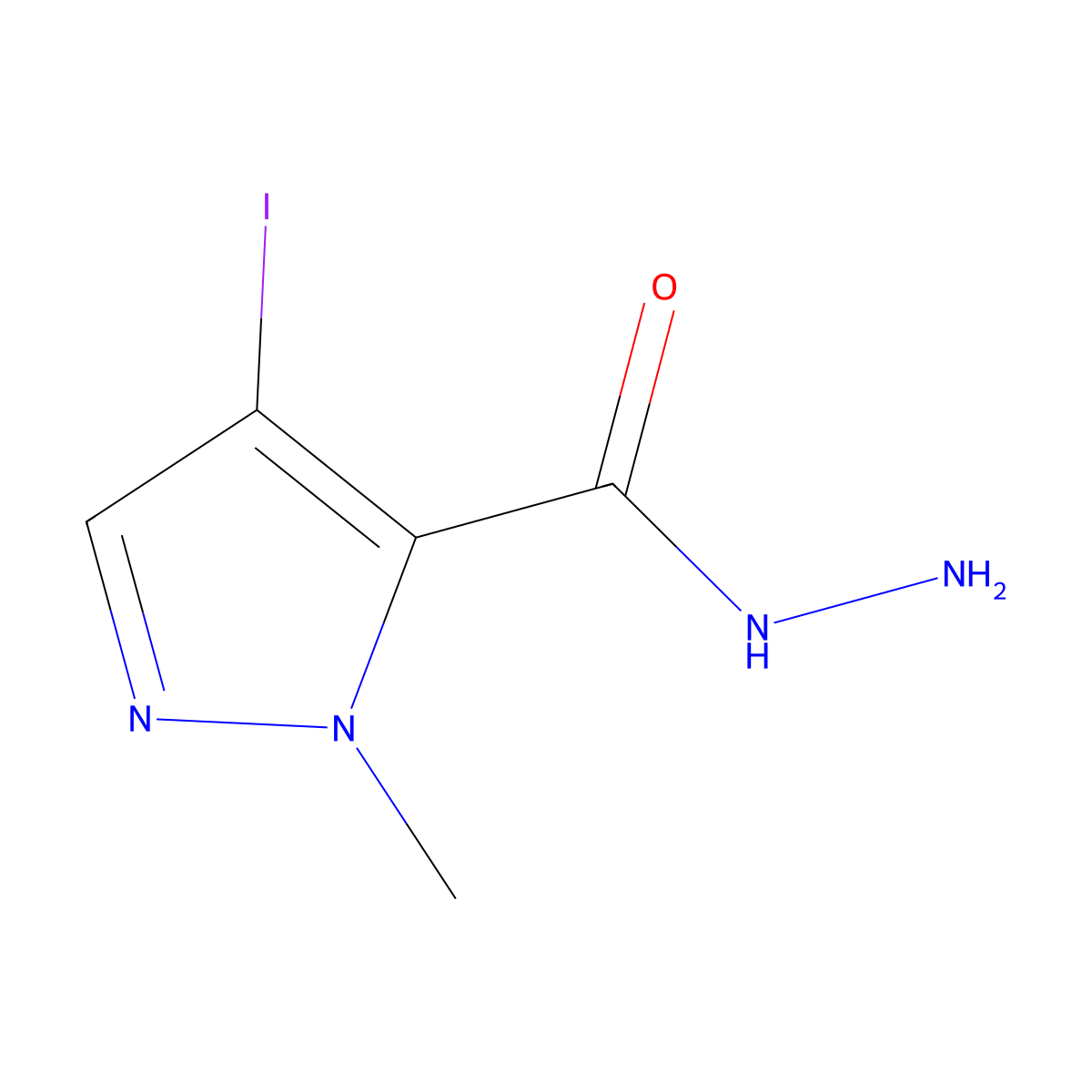 4-iodo-1-methyl-1H-pyrazole-5-carbohydrazide molecular structure, CAS 512810-00-3