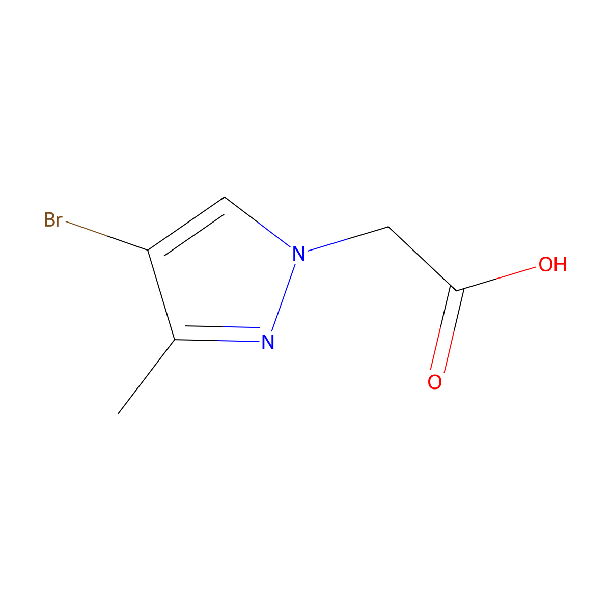 1H-Pyrazole-1-acetic acid, 4-bromo-3-methyl- molecular structure, CAS 512810-02-5