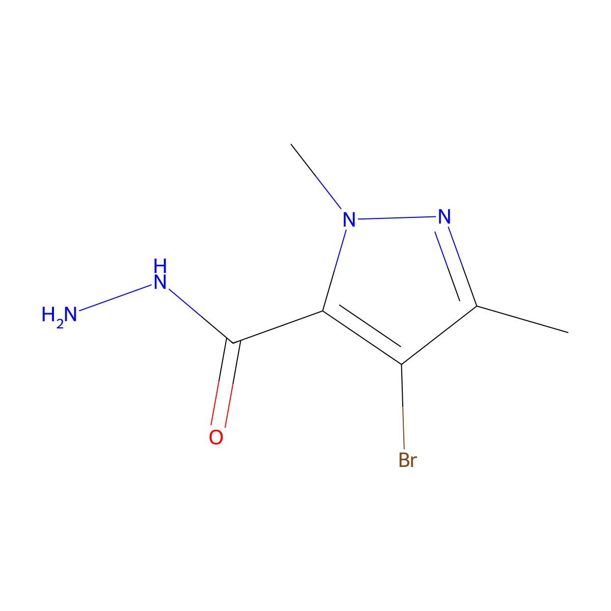 4-Bromo-1,3-dimethyl-1H-pyrazole-5-carbohydrazide molecular structure, CAS 512810-04-7