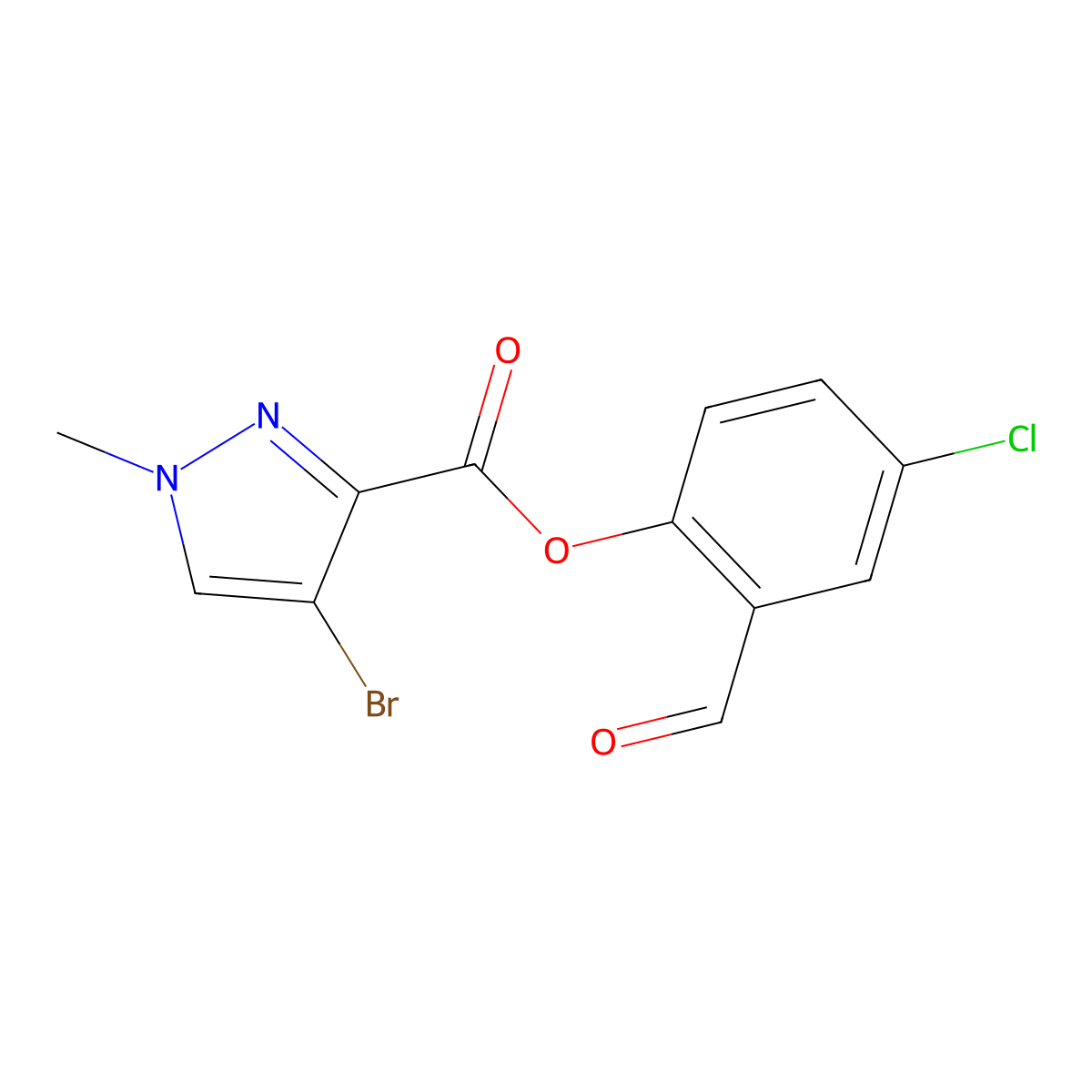 4-Chloro-2-formylphenyl 4-bromo-1-methyl-1H-pyrazole-3-carboxylate molecular structure, CAS 512810-05-8