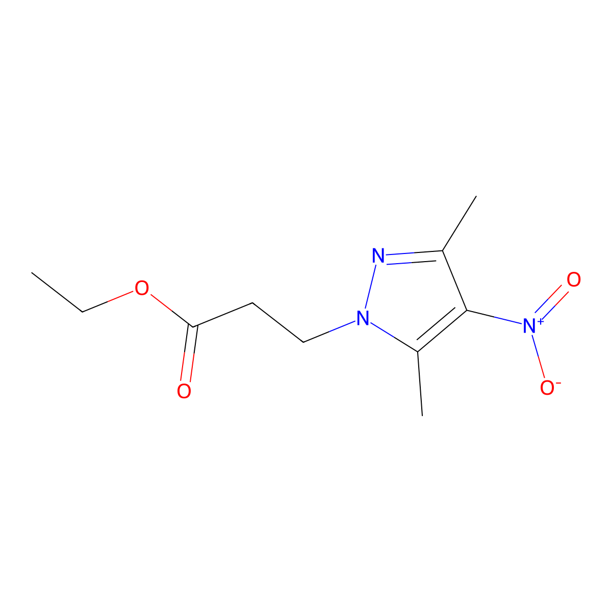 ethyl 3-(3,5-dimethyl-4-nitro-1H-pyrazol-1-yl)propanoate molecular structure, CAS 512810-06-9