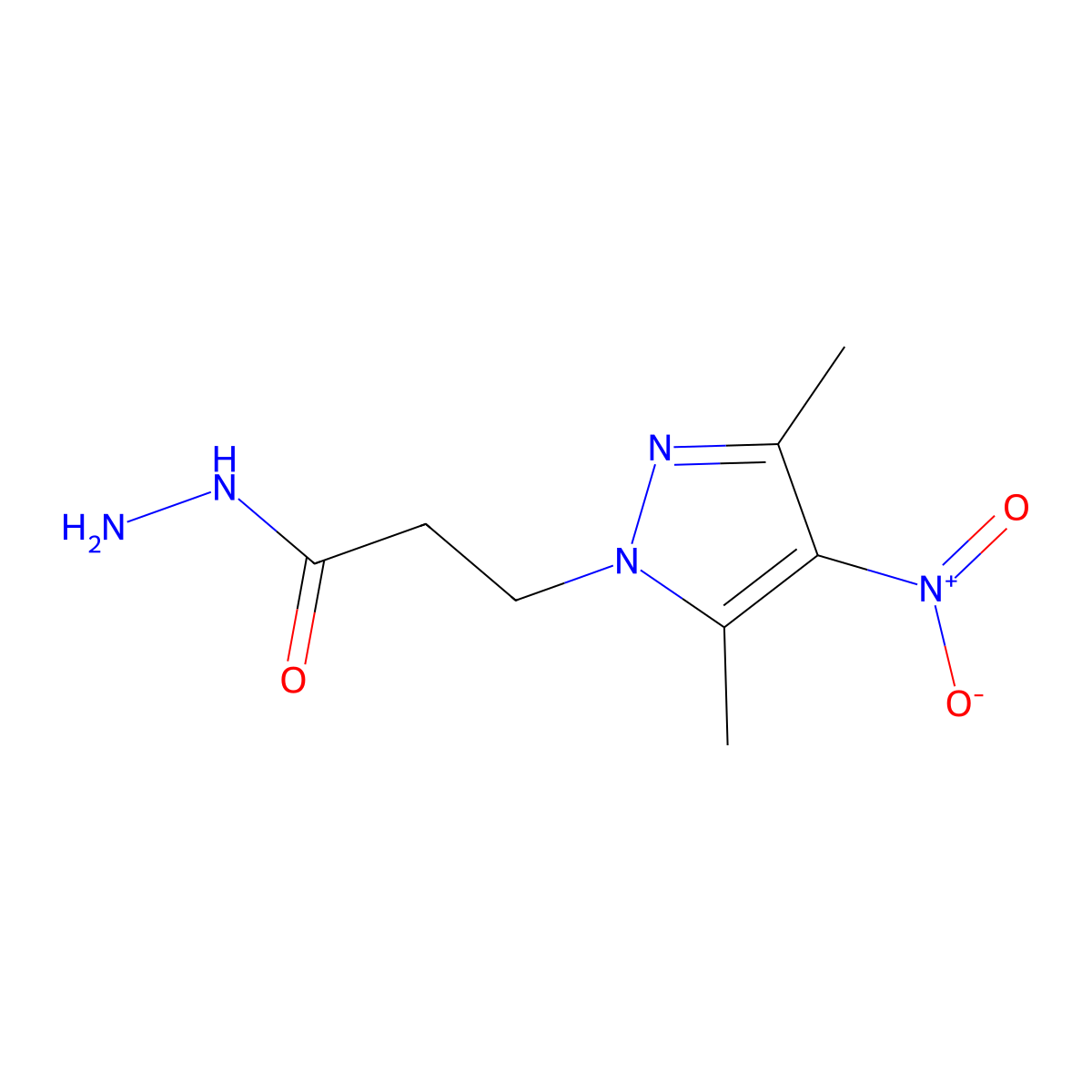 3,5-Dimethyl-4-nitro-1H-pyrazole-1-propanoic acid hydrazide molecular structure, CAS 512810-12-7