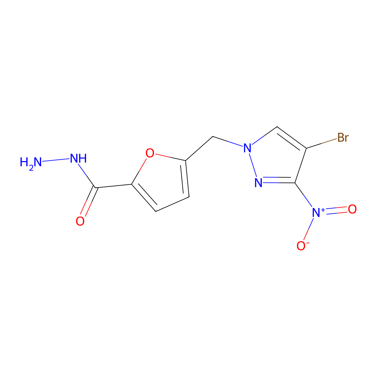 5-[(4-Bromo-3-nitro-1H-pyrazol-1-yl)methyl]-2-furancarboxylic acid hydrazide molecular structure, CAS 512810-18-3