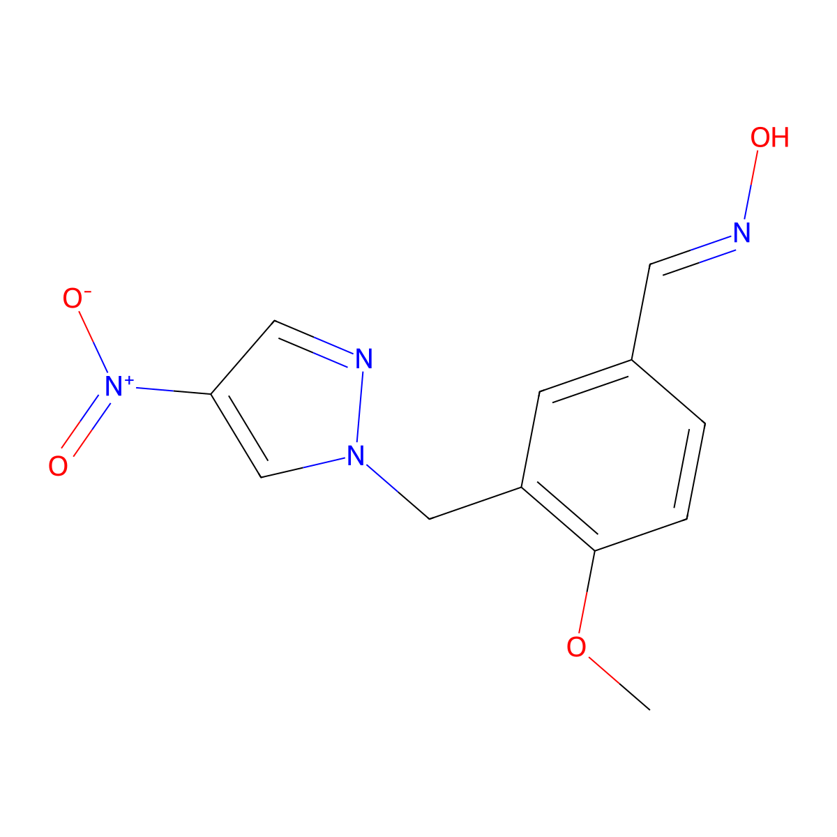 4-Methoxy-3-[(4-nitro-1H-pyrazol-1-YL)methyl]benzaldehyde oxime molecular structure, CAS 512810-23-0
