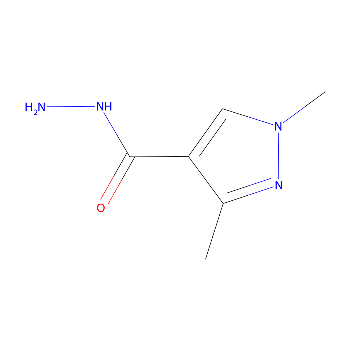 1,3-dimethyl-1H-pyrazole-4-carbohydrazide molecular structure, CAS 512810-25-2