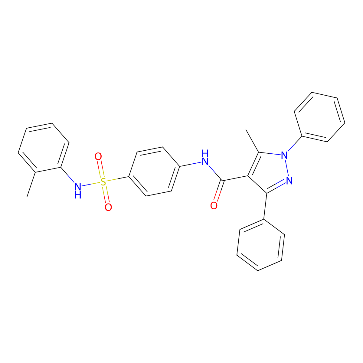 5-methyl-N-[4-[(2-methylphenyl)sulfamoyl]phenyl]-1,3-diphenylpyrazole-4-carboxamide molecular structure, CAS 512810-33-2