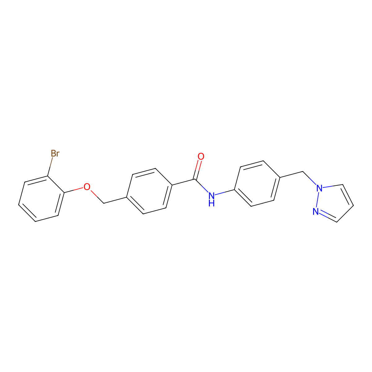 4-[(2-bromophenoxy)methyl]-N-[4-(1H-pyrazol-1-ylmethyl)phenyl]benzamide molecular structure, CAS 512810-41-2