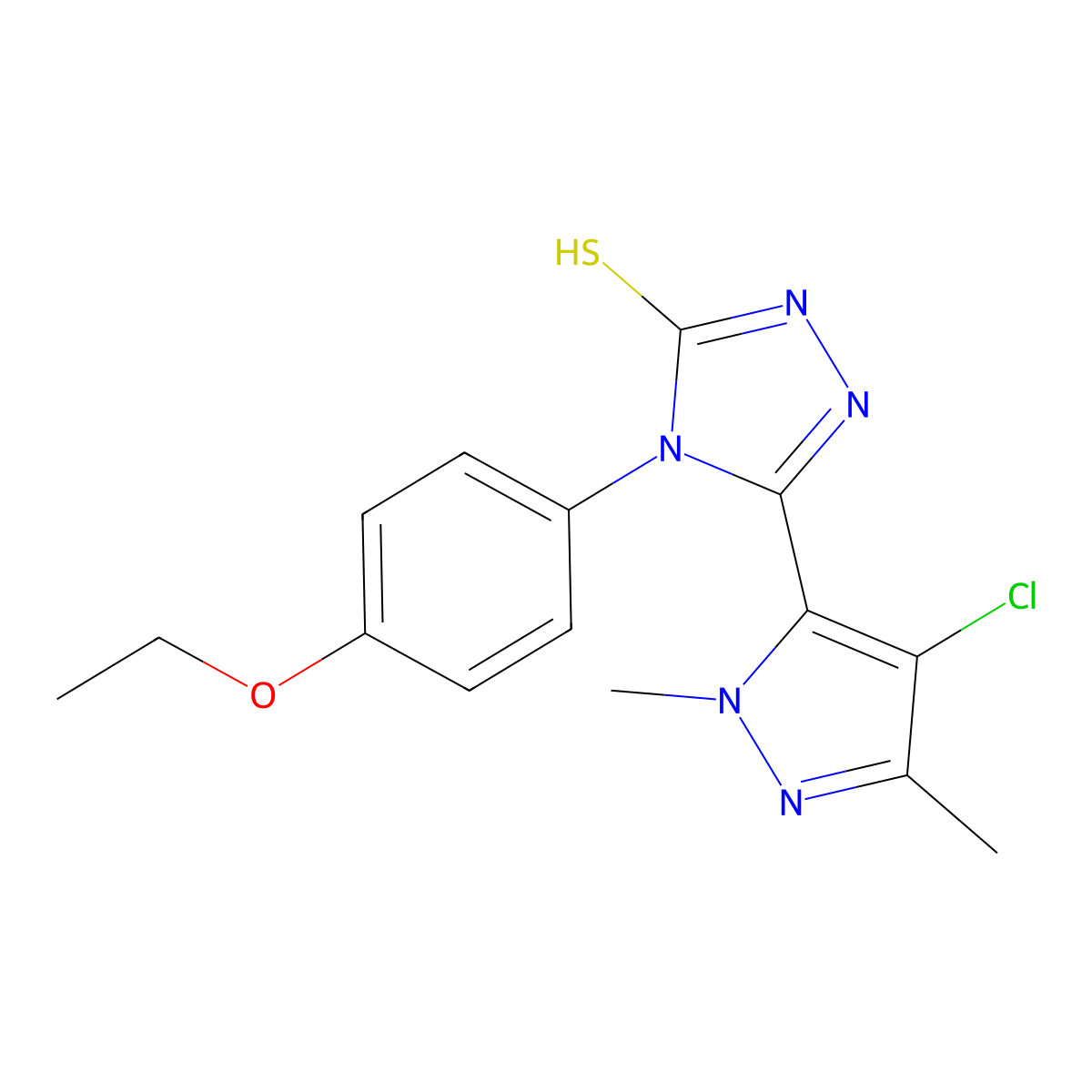 3-(4-chloro-2,5-dimethylpyrazol-3-yl)-4-(4-ethoxyphenyl)-1H-1,2,4-triazole-5-thione molecular structure, CAS 512810-43-4