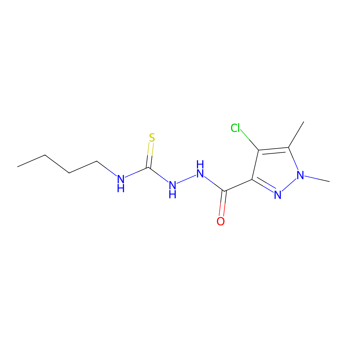 1-Butyl-3-[(4-chloro-1,5-dimethylpyrazole-3-carbonyl)amino]thiourea molecular structure, CAS 512810-54-7