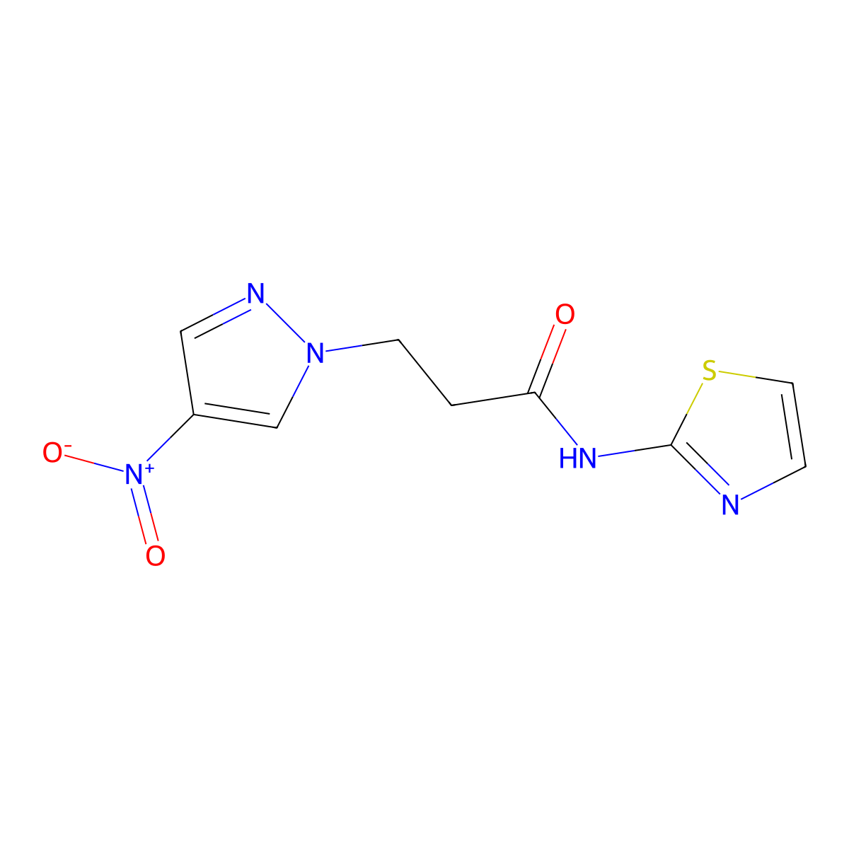 3-(4-nitropyrazol-1-yl)-N-(1,3-thiazol-2-yl)propanamide molecular structure, CAS 512810-55-8