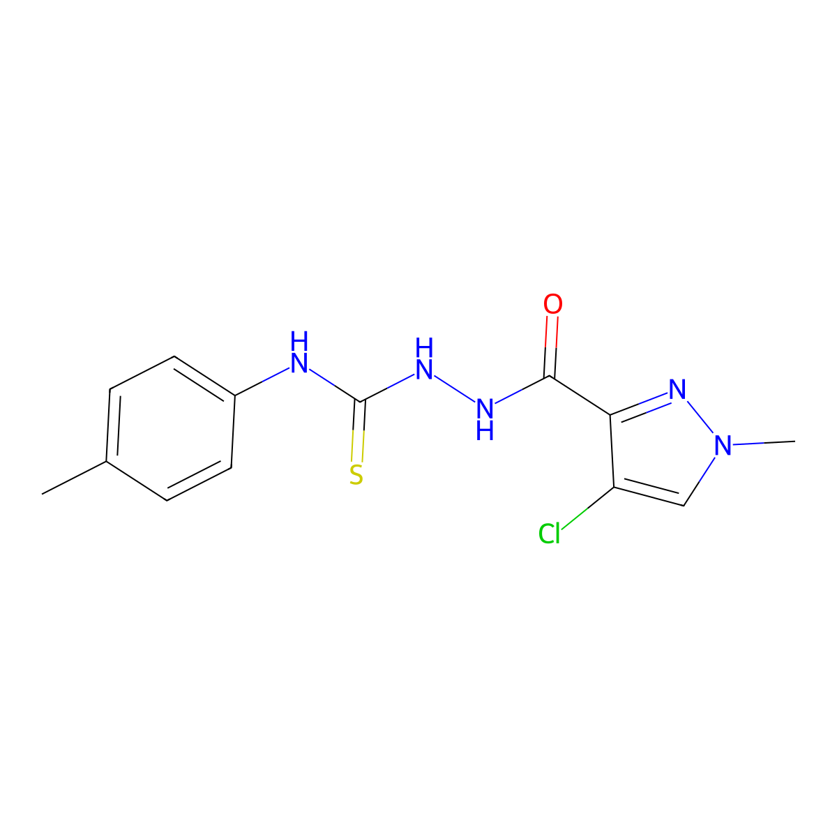 2-[(4-chloro-1-methyl-1H-pyrazol-3-yl)carbonyl]-N-(4-methylphenyl)hydrazinecarbothioamide molecular structure, CAS 512810-64-9