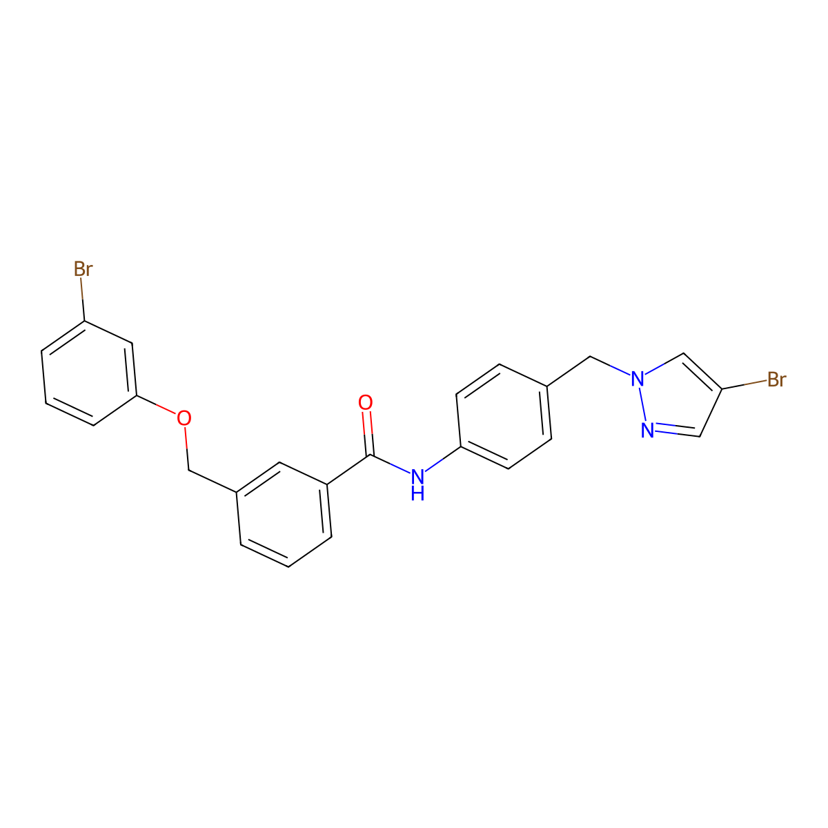 3-[(3-bromophenoxy)methyl]-N-{4-[(4-bromo-1H-pyrazol-1-yl)methyl]phenyl}benzamide molecular structure, CAS 512810-75-2