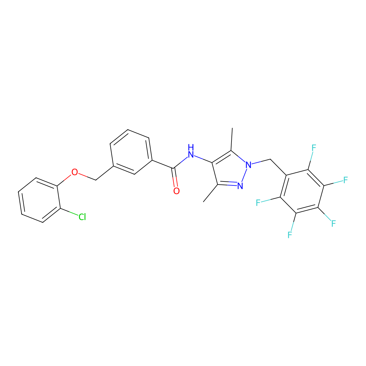 3-[(2-chlorophenoxy)methyl]-N-[3,5-dimethyl-1-(2,3,4,5,6-pentafluorobenzyl)-1H-pyrazol-4-yl]benzamide molecular structure, CAS 512810-78-5