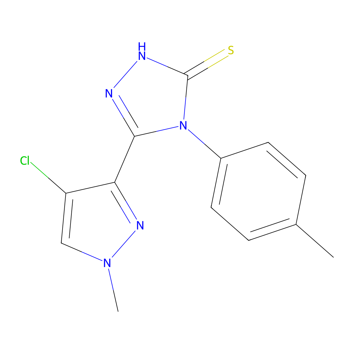 5-(4-chloro-1-methyl-1H-pyrazol-3-yl)-4-(4-methylphenyl)-4H-1,2,4-triazole-3-thiol molecular structure, CAS 512810-84-3