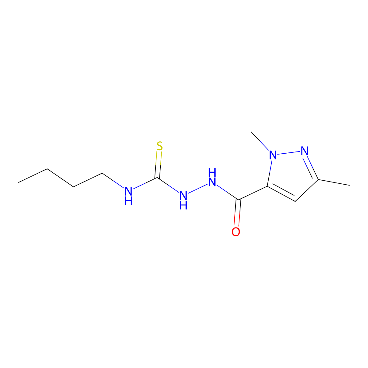 1-Butyl-3-[(2,5-dimethylpyrazole-3-carbonyl)amino]thiourea molecular structure, CAS 512810-92-3