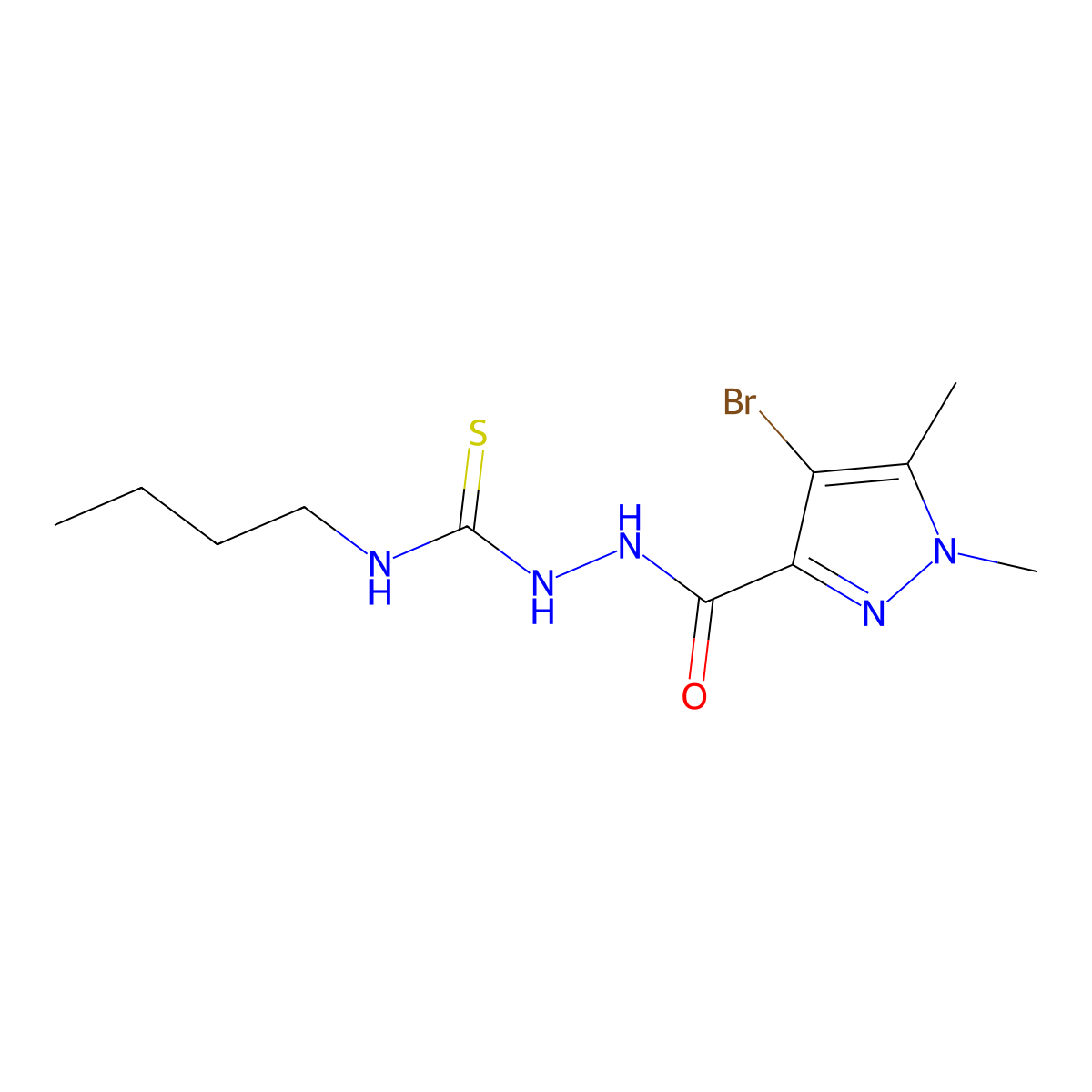 1-[(4-Bromo-1,5-dimethylpyrazole-3-carbonyl)amino]-3-butylthiourea molecular structure, CAS 512810-95-6