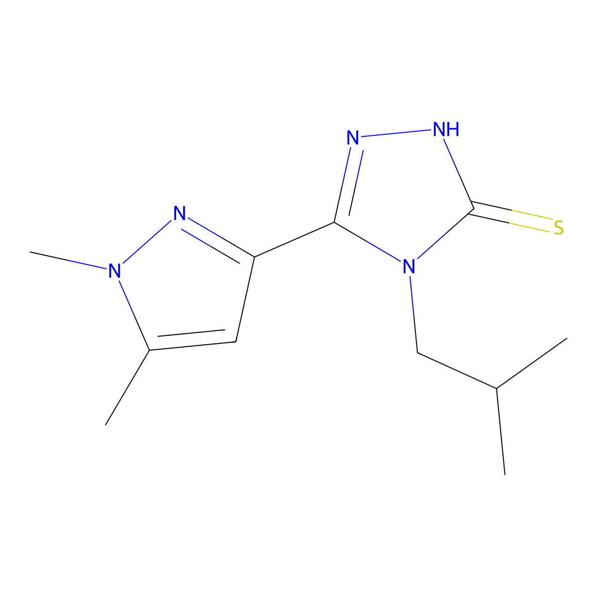 5-(1,5-dimethyl-1H-pyrazol-3-yl)-4-isobutyl-4H-1,2,4-triazole-3-thiol molecular structure, CAS 512810-96-7