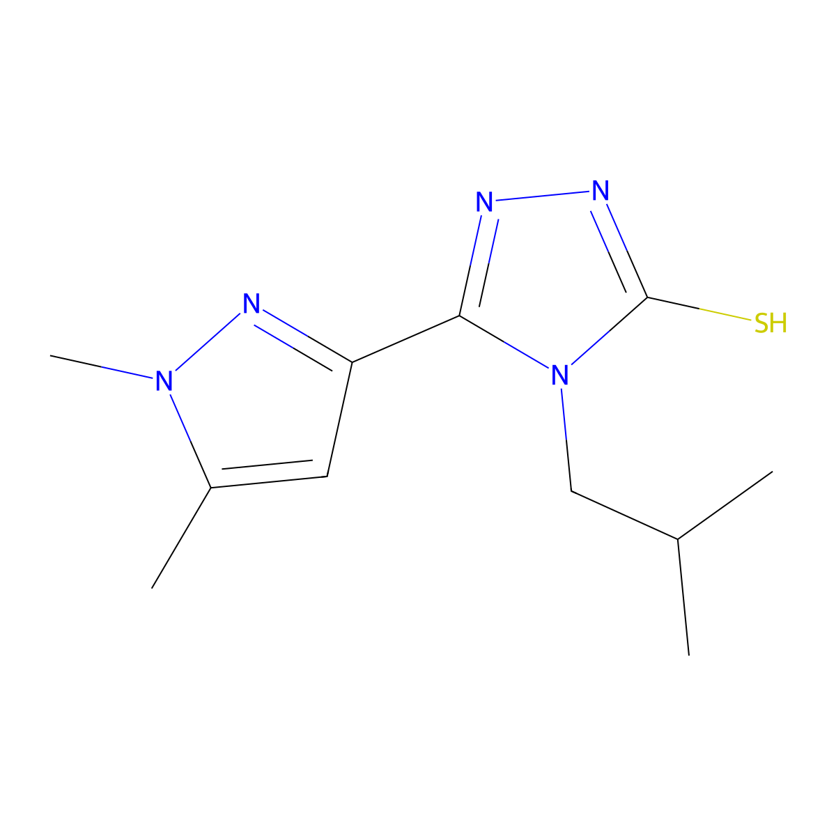 5-(1,5-dimethyl-1H-pyrazol-3-yl)-4-isobutyl-4H-1,2,4-triazole-3-thiol molecular structure, CAS 512810-96-7