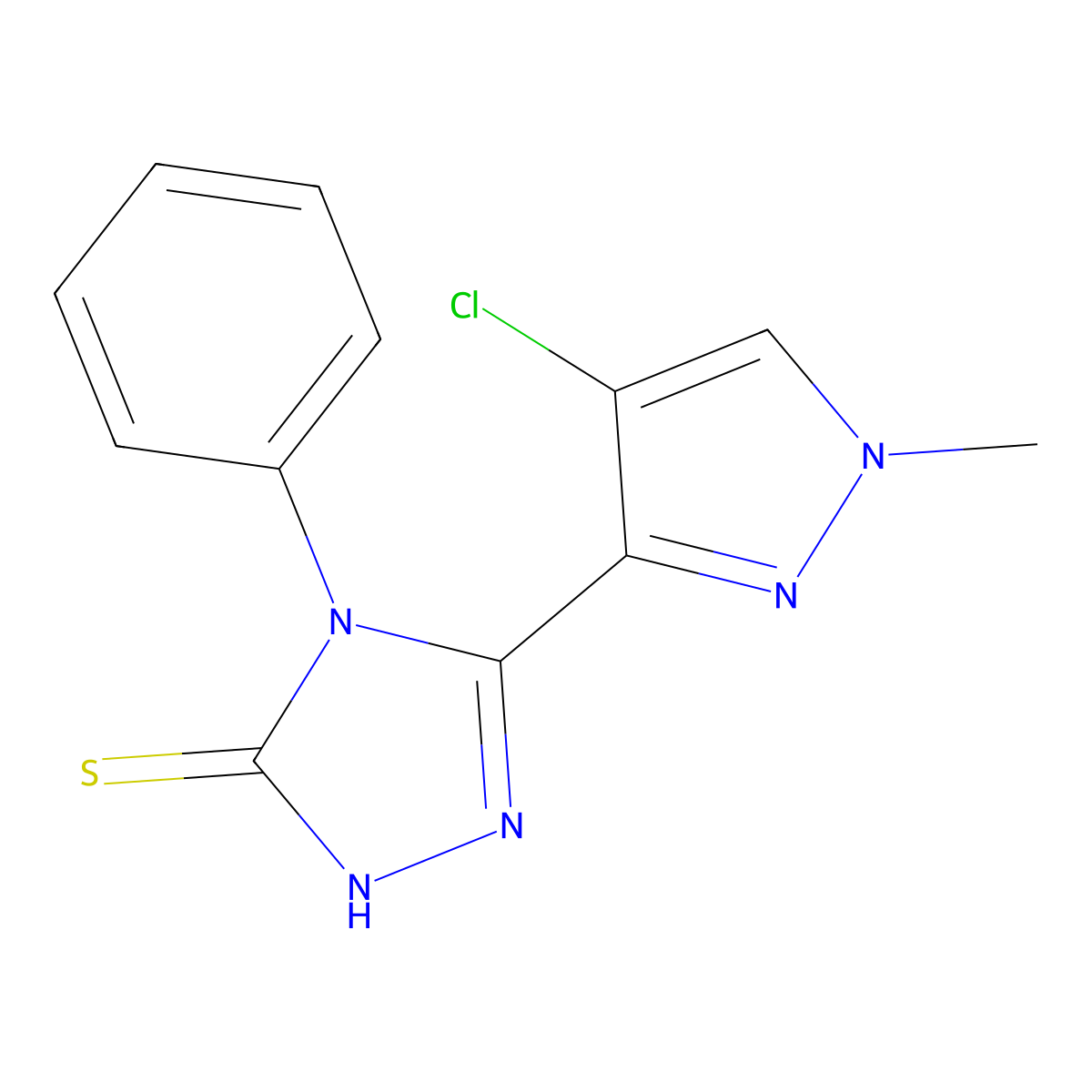 3-(4-chloro-1-methylpyrazol-3-yl)-4-phenyl-1H-1,2,4-triazole-5-thione molecular structure, CAS 512811-03-9