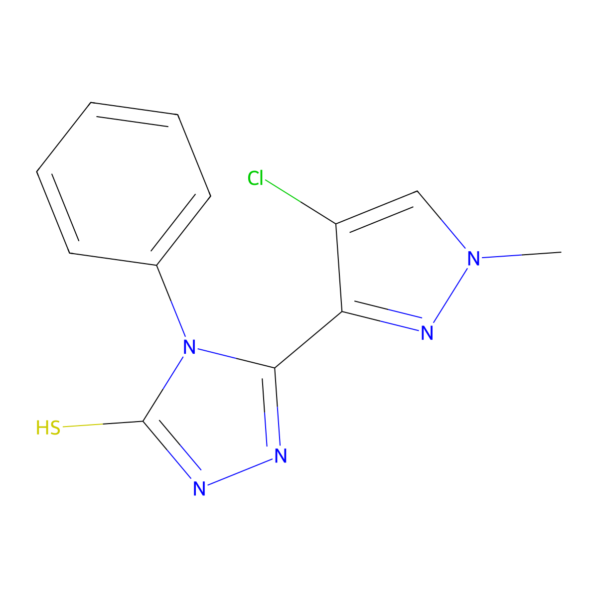 3-(4-chloro-1-methylpyrazol-3-yl)-4-phenyl-1H-1,2,4-triazole-5-thione molecular structure, CAS 512811-03-9