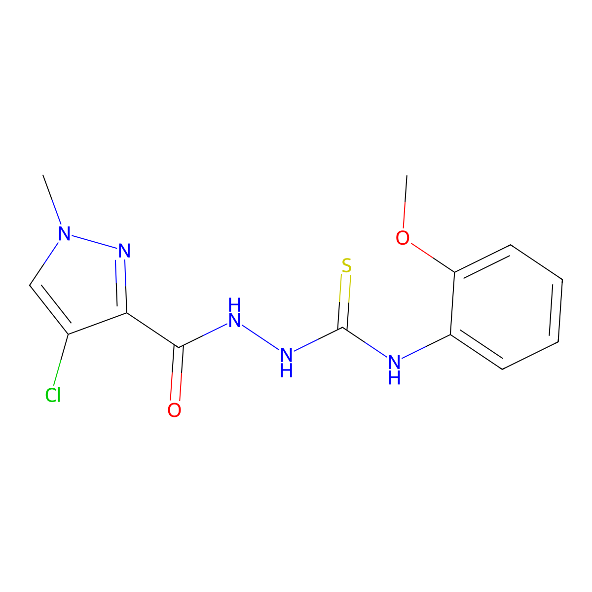 2-[(4-chloro-1-methyl-1H-pyrazol-3-yl)carbonyl]-N-(2-methoxyphenyl)hydrazinecarbothioamide molecular structure, CAS 512811-22-2