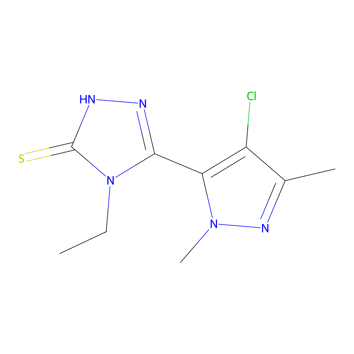 5-(4-chloro-1,3-dimethyl-1H-pyrazol-5-yl)-4-ethyl-4H-1,2,4-triazole-3-thiol molecular structure, CAS 512811-35-7