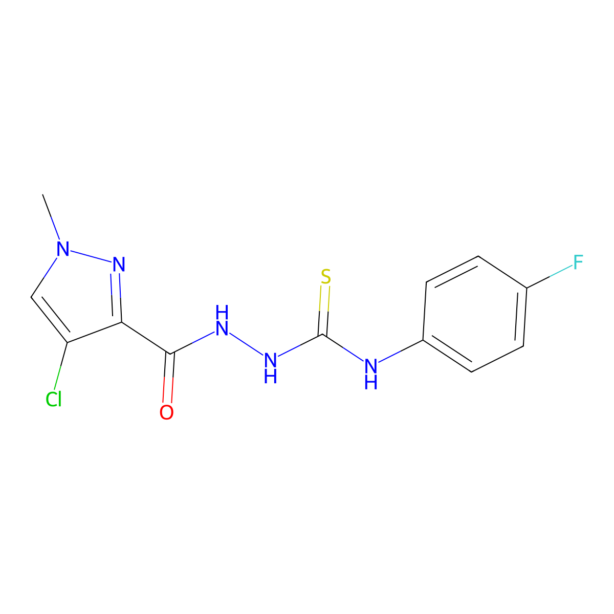 1-[(4-Chloro-1-methylpyrazole-3-carbonyl)amino]-3-(4-fluorophenyl)thiourea molecular structure, CAS 512811-37-9