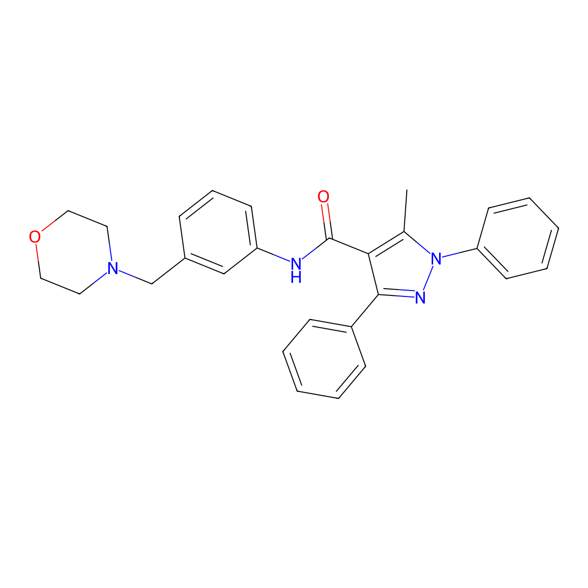 5-methyl-N-[3-(morpholin-4-ylmethyl)phenyl]-1,3-diphenylpyrazole-4-carboxamide molecular structure, CAS 512811-42-6