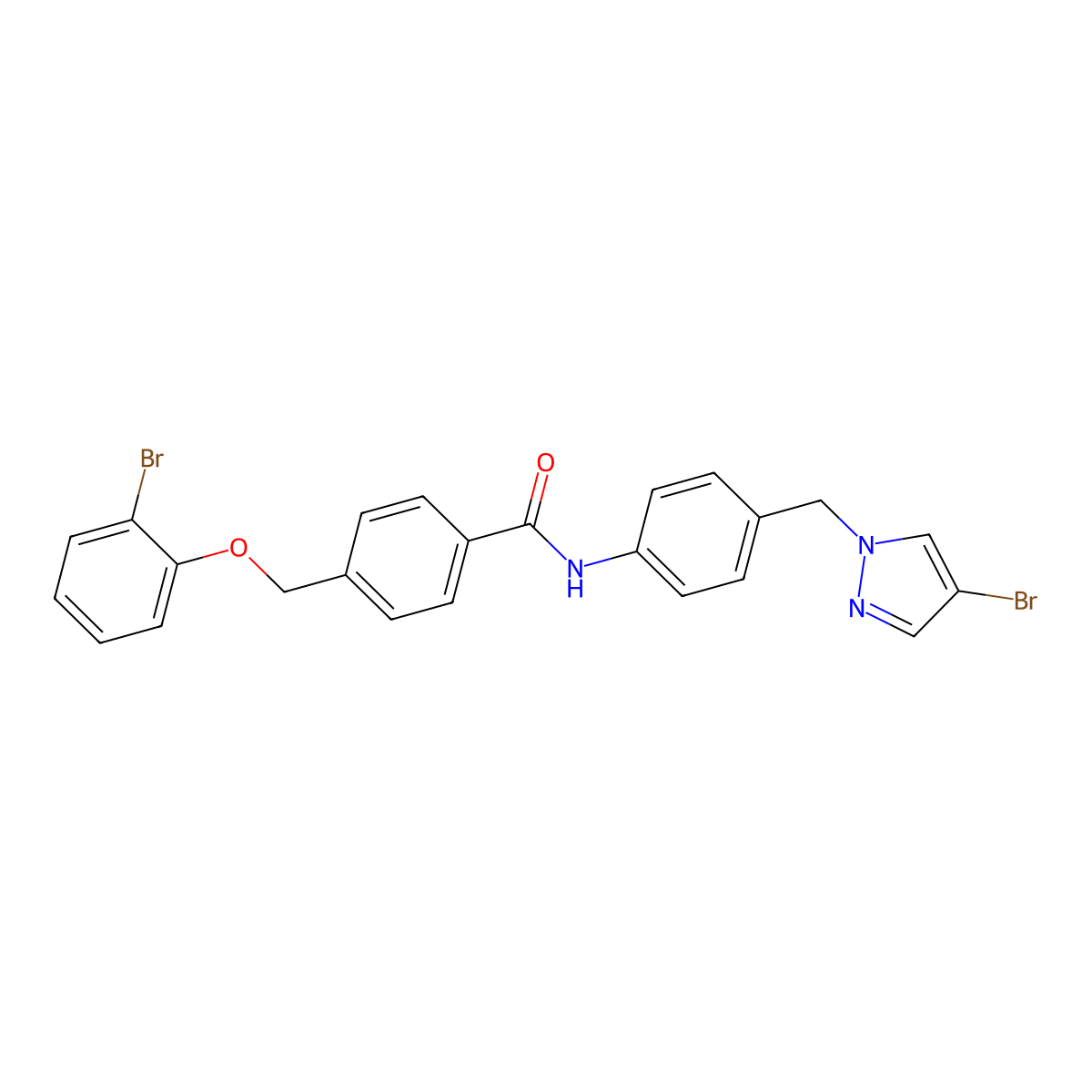 4-[(2-bromophenoxy)methyl]-N-{4-[(4-bromo-1H-pyrazol-1-yl)methyl]phenyl}benzamide molecular structure, CAS 512811-51-7