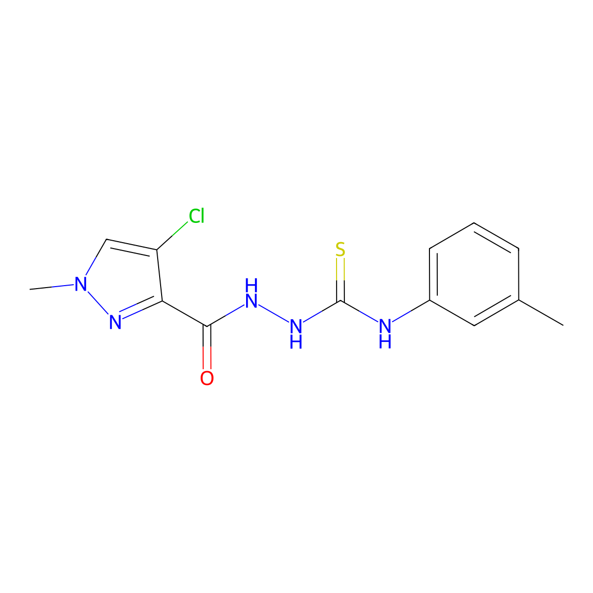 2-[(4-chloro-1-methyl-1H-pyrazol-3-yl)carbonyl]-N-(3-methylphenyl)hydrazinecarbothioamide molecular structure, CAS 512811-61-9