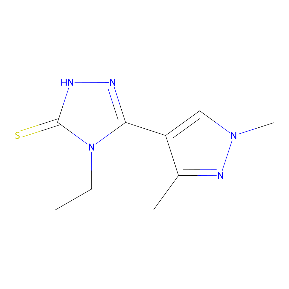 3-(1,3-Dimethyl-1H-pyrazol-4-yl)-4-ethyl-1H-1,2,4-triazole-5(4H)-thione molecular structure, CAS 512811-84-6