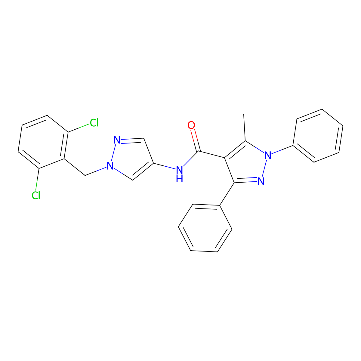N-[1-(2,6-dichlorobenzyl)-1H-pyrazol-4-yl]-5-methyl-1,3-diphenyl-1H-pyrazole-4-carboxamide molecular structure, CAS 512811-90-4
