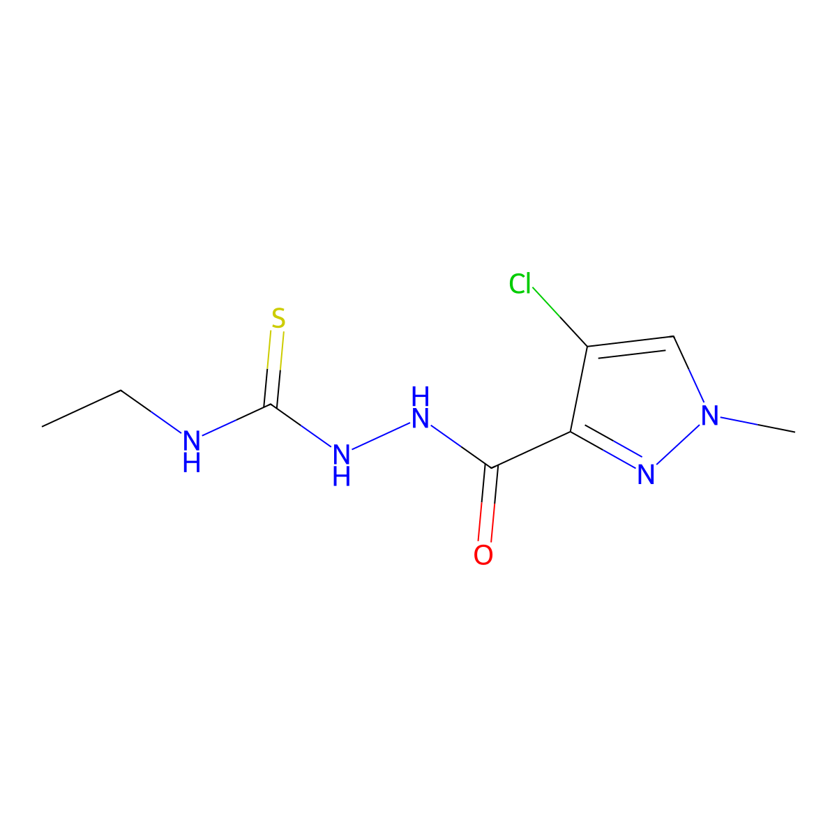 1-[(4-Chloro-1-methylpyrazole-3-carbonyl)amino]-3-ethylthiourea molecular structure, CAS 512811-98-2