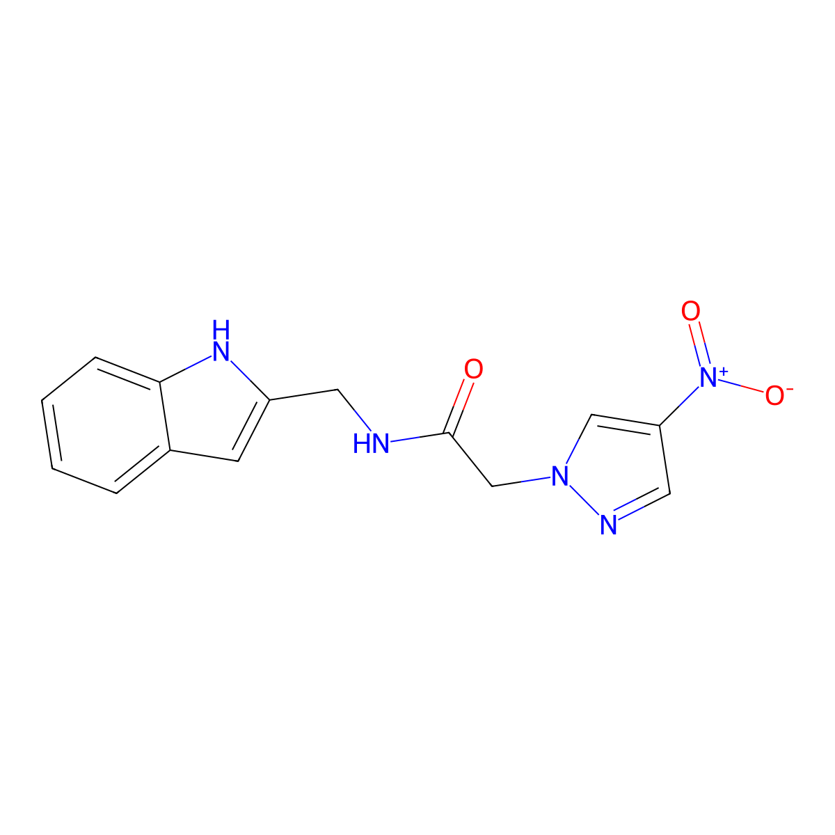 N-(1H-indol-2-ylmethyl)-2-(4-nitropyrazol-1-yl)acetamide molecular structure, CAS 512812-00-9