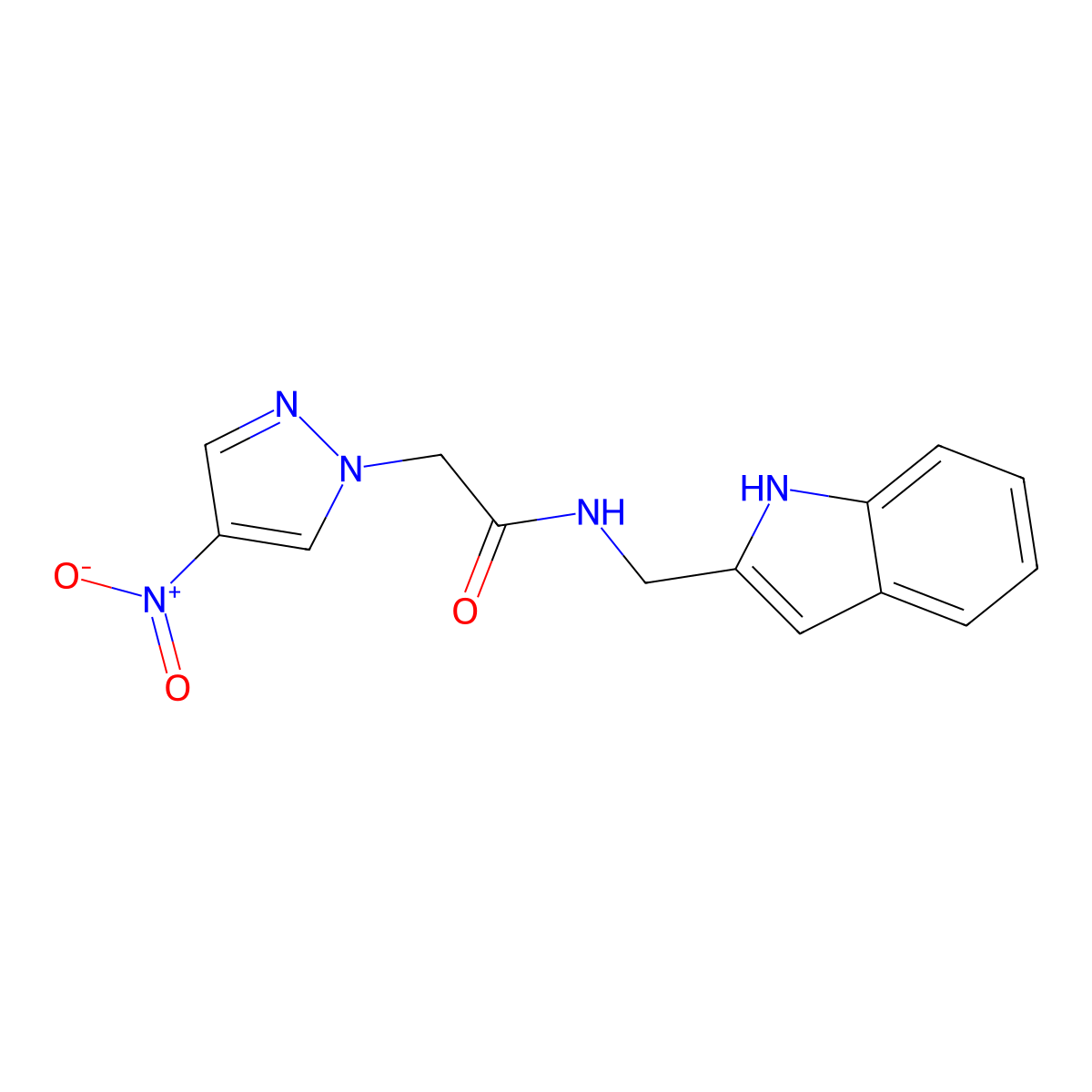 N-(1H-indol-2-ylmethyl)-2-(4-nitropyrazol-1-yl)acetamide molecular structure, CAS 512812-00-9
