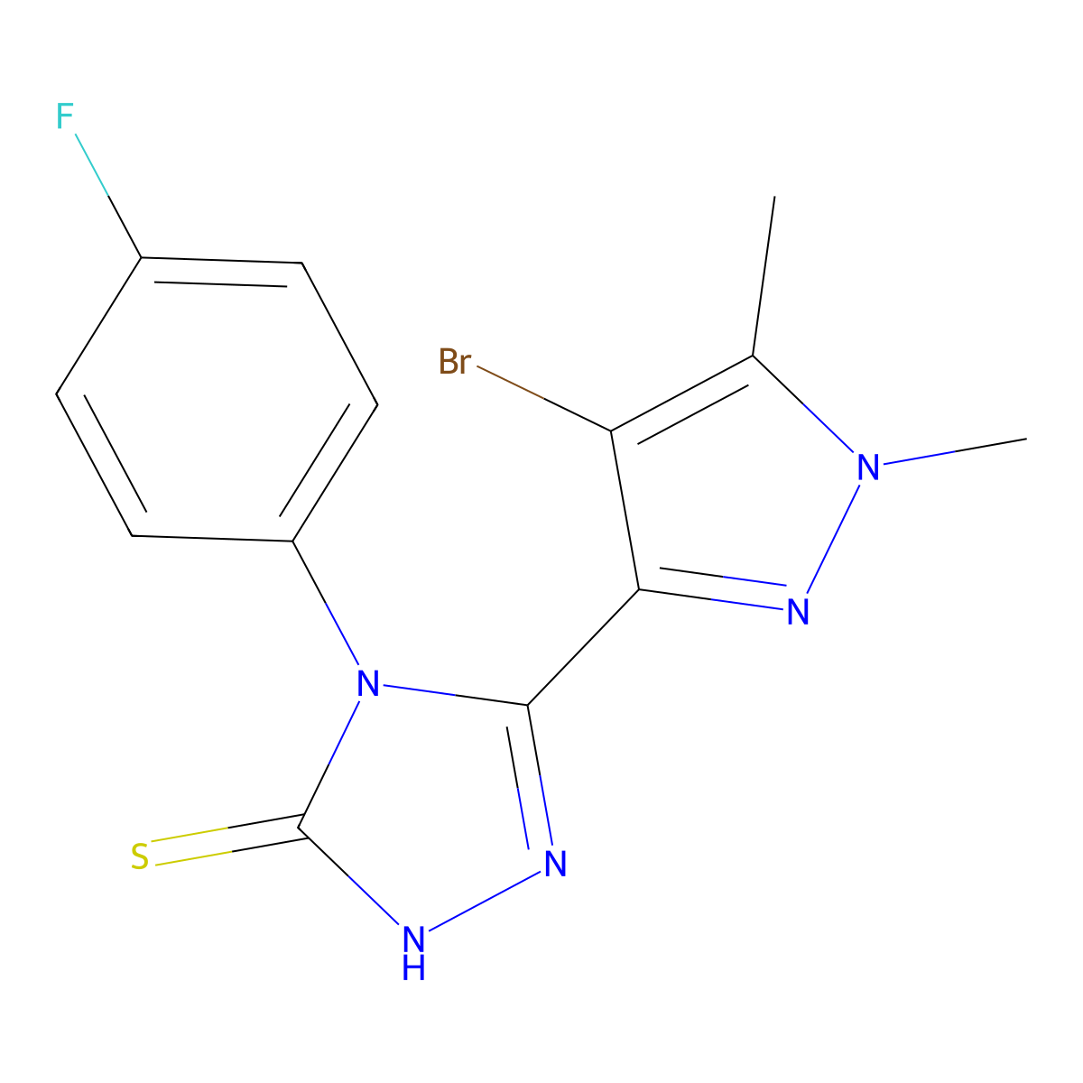 5-(4-bromo-1,5-dimethyl-1H-pyrazol-3-yl)-4-(4-fluorophenyl)-4H-1,2,4-triazole-3-thiol molecular structure, CAS 512812-05-4