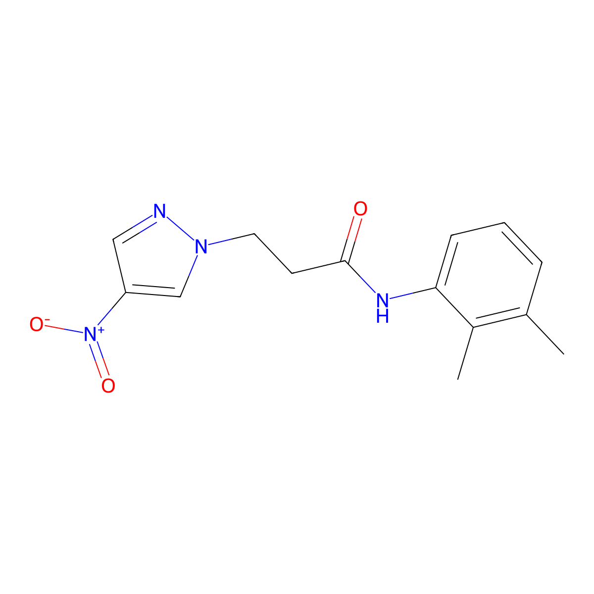 N-(2,3-dimethylphenyl)-3-{4-nitro-1H-pyrazol-1-yl}propanamide molecular structure, CAS 512812-15-6