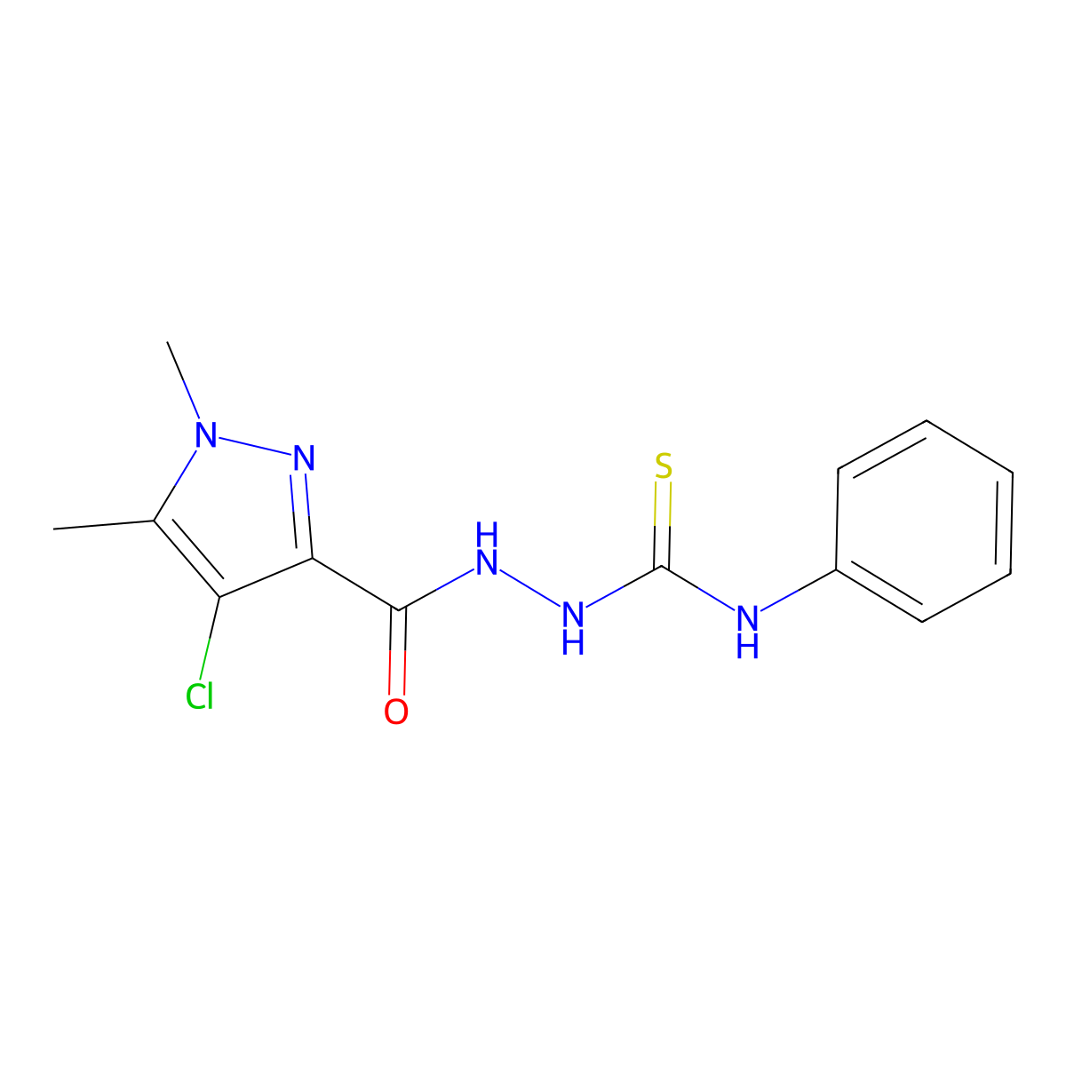 2-[(4-chloro-1,5-dimethyl-1H-pyrazol-3-yl)carbonyl]-N-phenylhydrazinecarbothioamide molecular structure, CAS 512812-24-7