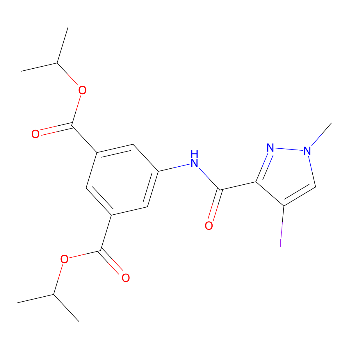 diisopropyl 5-{[(4-iodo-1-methyl-1H-pyrazol-3-yl)carbonyl]amino}isophthalate molecular structure, CAS 512812-34-9