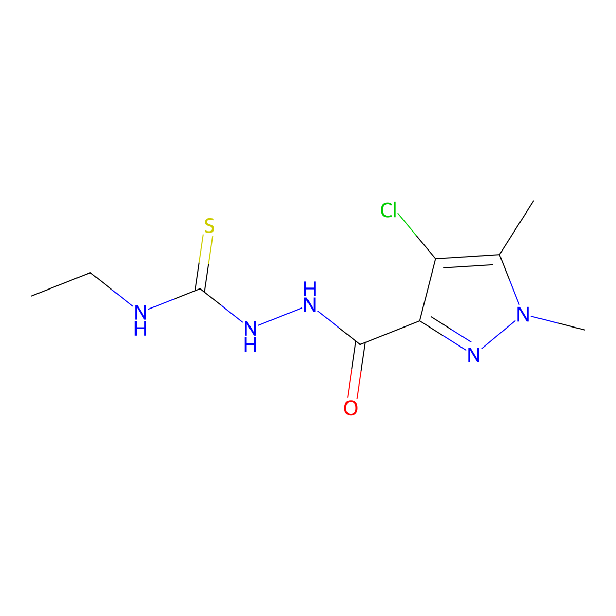 2-[(4-chloro-1,5-dimethyl-1H-pyrazol-3-yl)carbonyl]-N-ethylhydrazinecarbothioamide molecular structure, CAS 512812-35-0