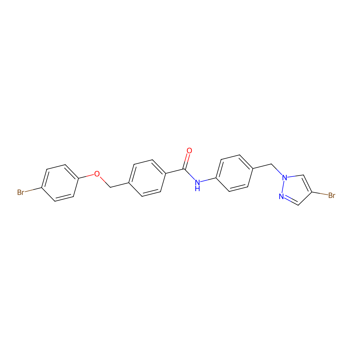 4-[(4-bromophenoxy)methyl]-N-{4-[(4-bromo-1H-pyrazol-1-yl)methyl]phenyl}benzamide molecular structure, CAS 512812-38-3