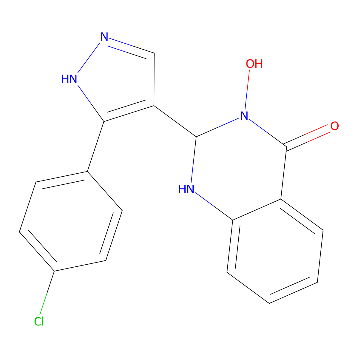 2-[3-(4-chlorophenyl)-1H-pyrazol-4-yl]-3-hydroxy-2,3-dihydro-4(1H)-quinazolinone molecular structure, CAS 512812-41-8