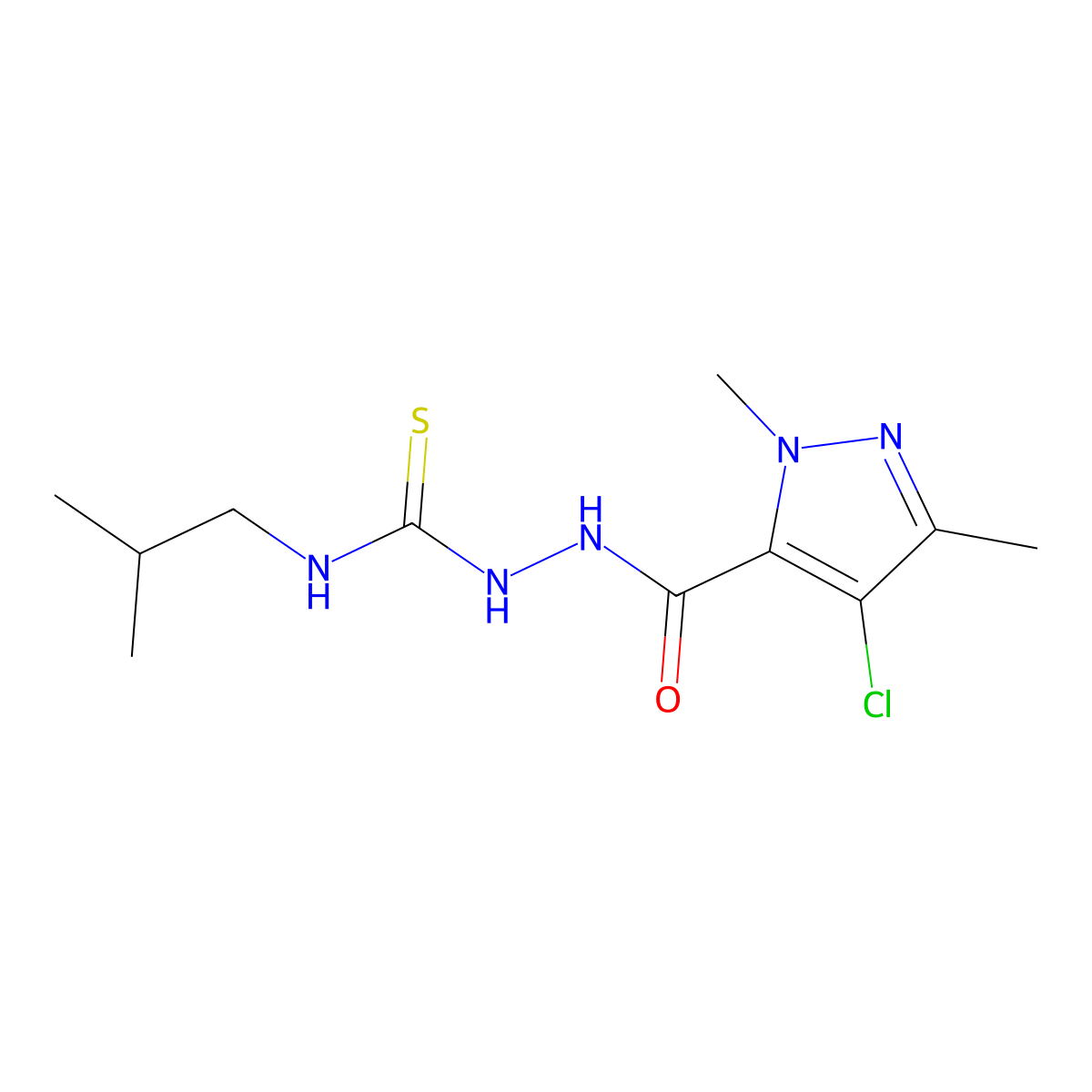 2-[(4-chloro-1,3-dimethyl-1H-pyrazol-5-yl)carbonyl]-N-isobutylhydrazinecarbothioamide molecular structure, CAS 512812-42-9