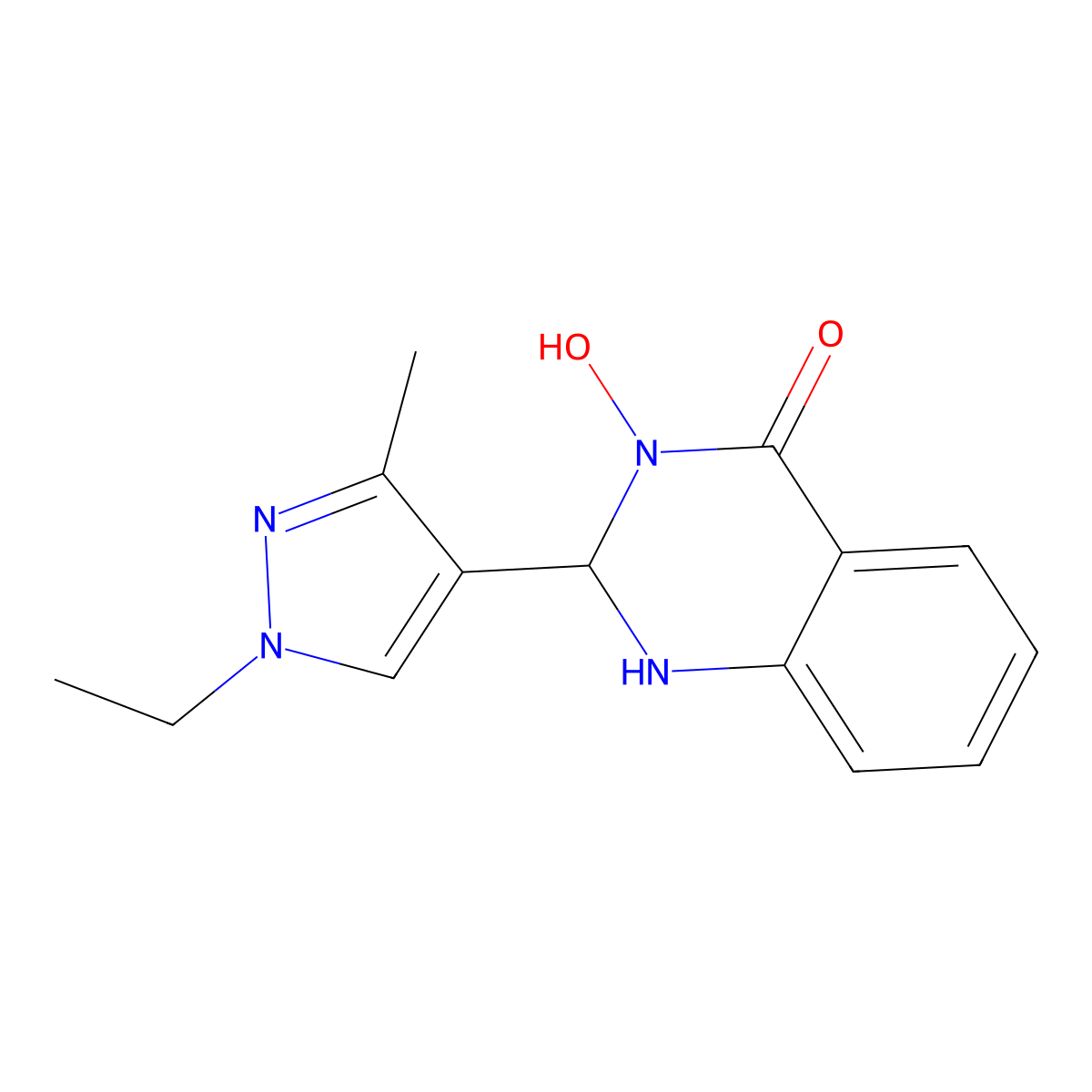 2-(1-ethyl-3-methyl-1H-pyrazol-4-yl)-3-hydroxy-2,3-dihydroquinazolin-4(1H)-one molecular structure, CAS 512812-47-4