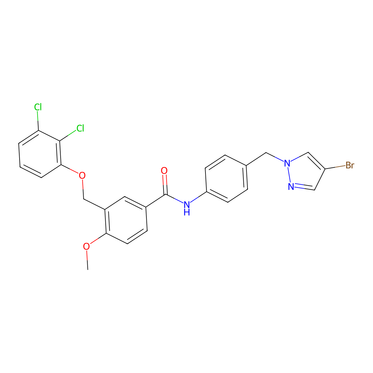 N-{4-[(4-bromo-1H-pyrazol-1-yl)methyl]phenyl}-3-[(2,3-dichlorophenoxy)methyl]-4-methoxybenzamide molecular structure, CAS 512812-63-4