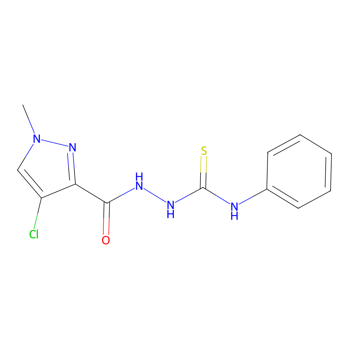 1-[(4-Chloro-1-methylpyrazole-3-carbonyl)amino]-3-phenylthiourea molecular structure, CAS 512812-95-2