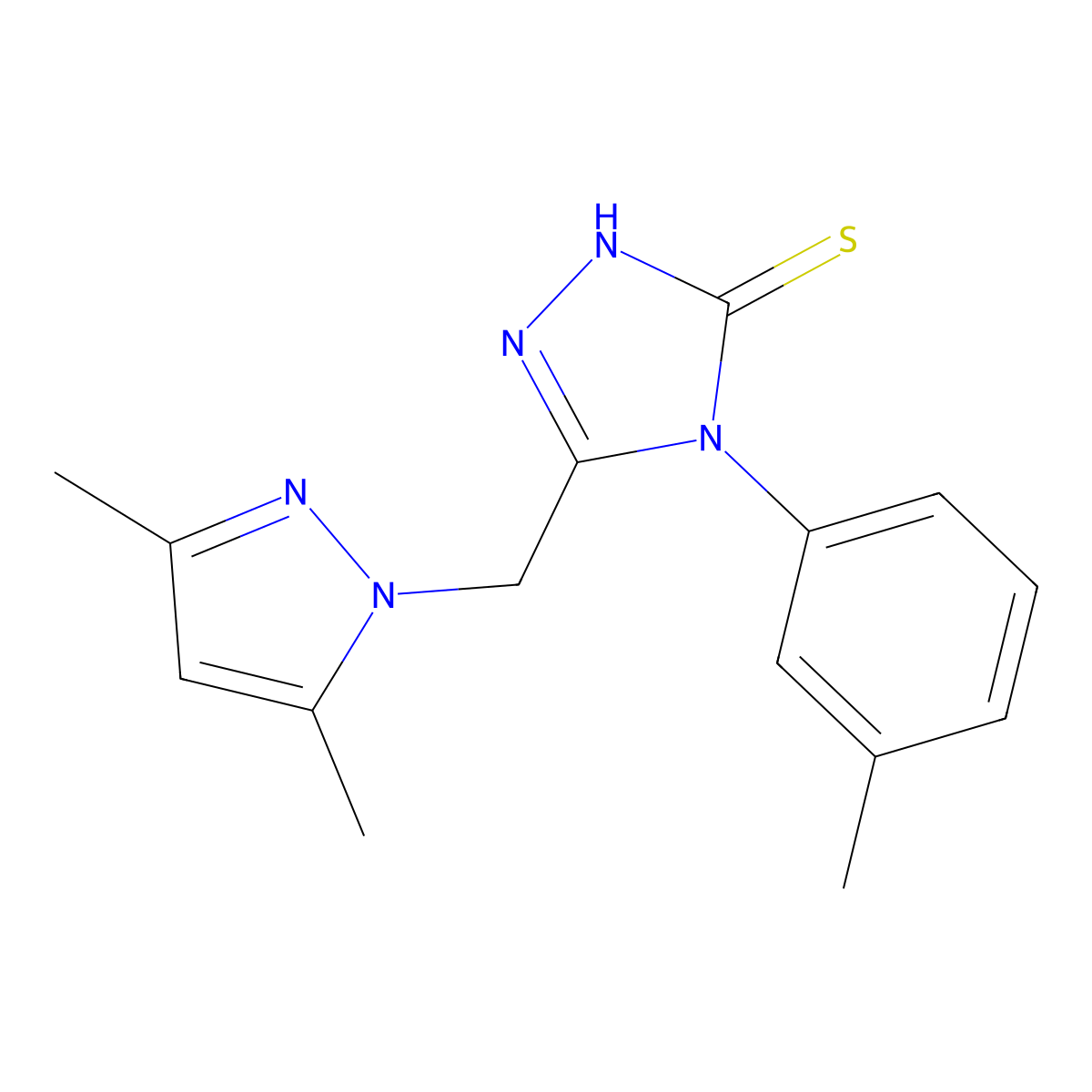 5-[(3,5-dimethyl-1H-pyrazol-1-yl)methyl]-4-(3-methylphenyl)-4H-1,2,4-triazole-3-thiol molecular structure, CAS 512813-66-0