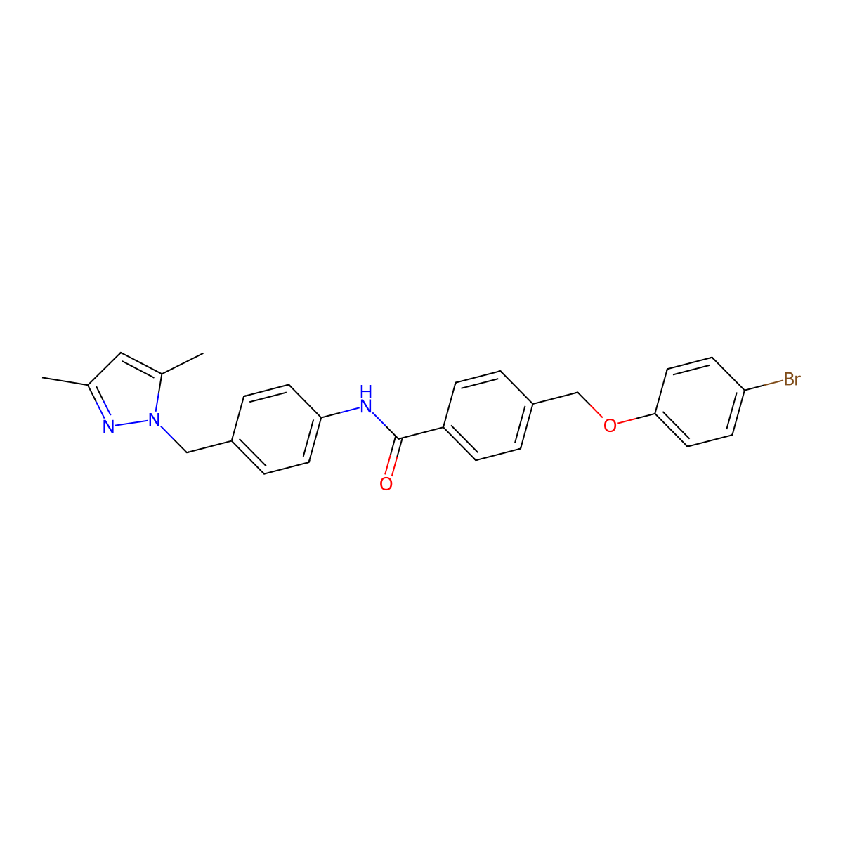 4-[(4-bromophenoxy)methyl]-N-{4-[(3,5-dimethyl-1H-pyrazol-1-yl)methyl]phenyl}benzamide molecular structure, CAS 512813-70-6