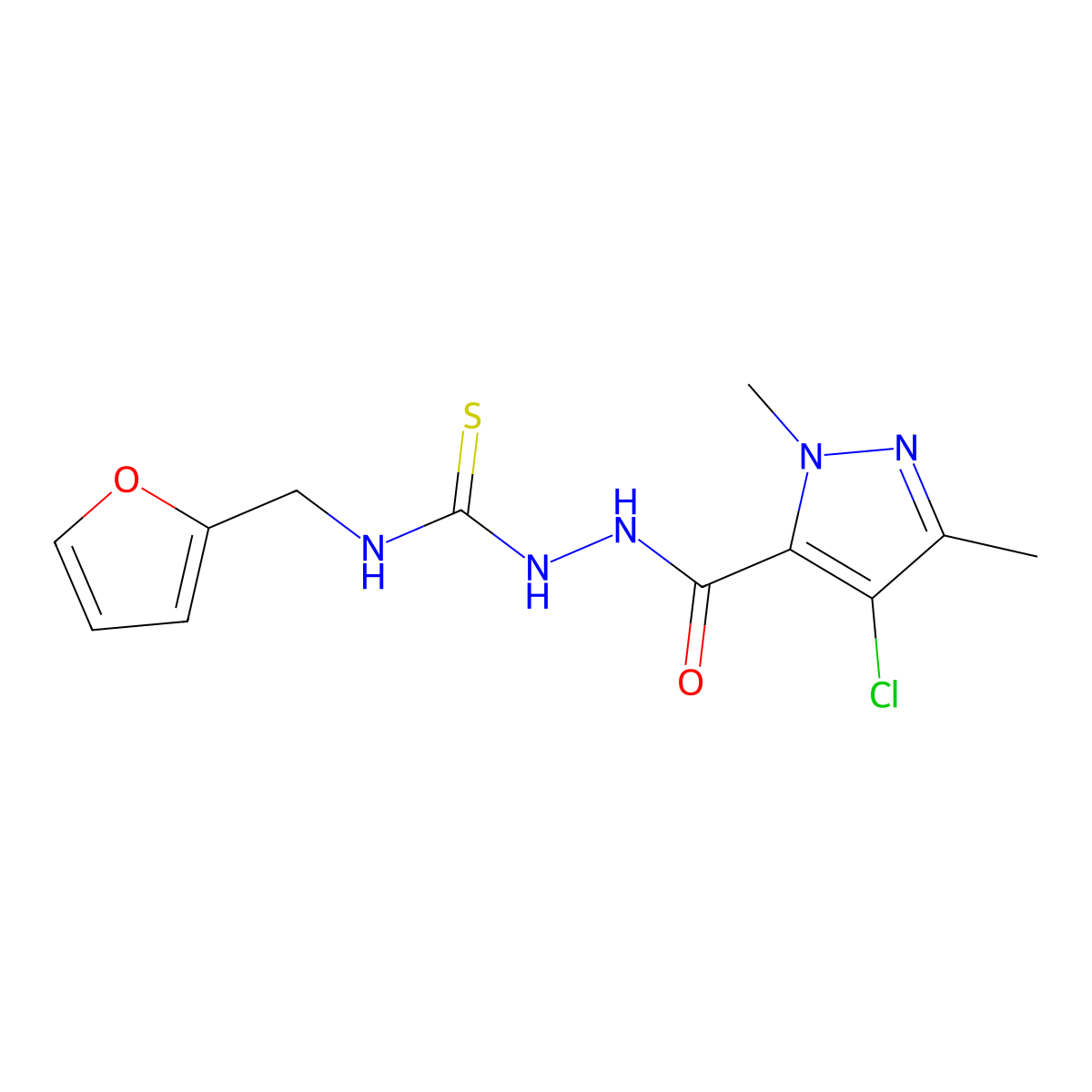 1-[(4-Chloro-2,5-dimethylpyrazole-3-carbonyl)amino]-3-(furan-2-ylmethyl)thiourea molecular structure, CAS 512813-87-5