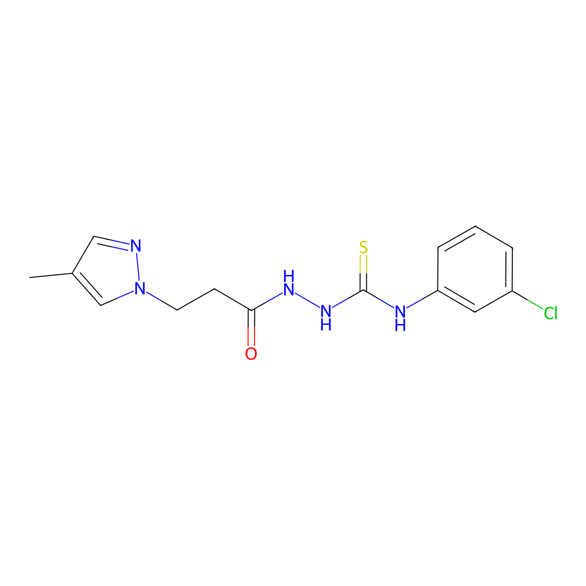 N-(3-chlorophenyl)-2-[3-(4-methyl-1H-pyrazol-1-yl)propanoyl]hydrazinecarbothioamide molecular structure, CAS 512813-88-6